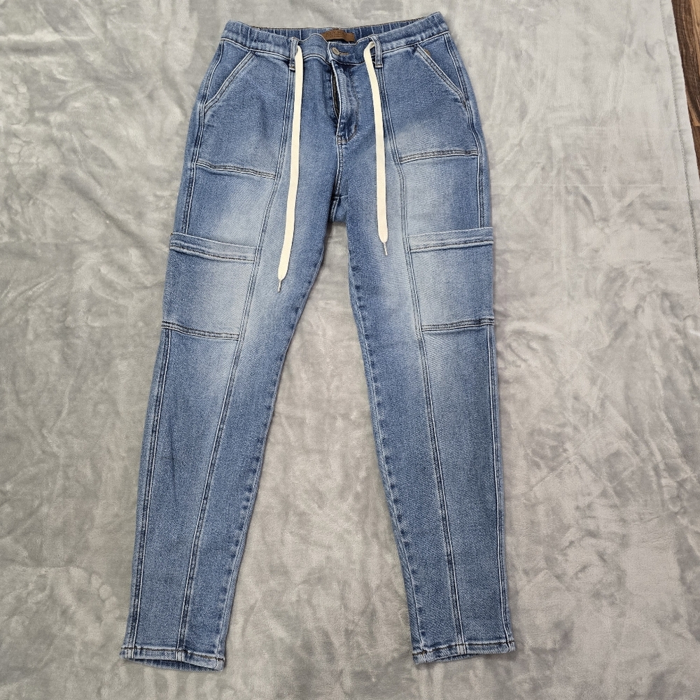 Judy Blue Jeans Womens 11/30 JB 88909 Denim Jogger Drawstring Waist Cargo Pocket